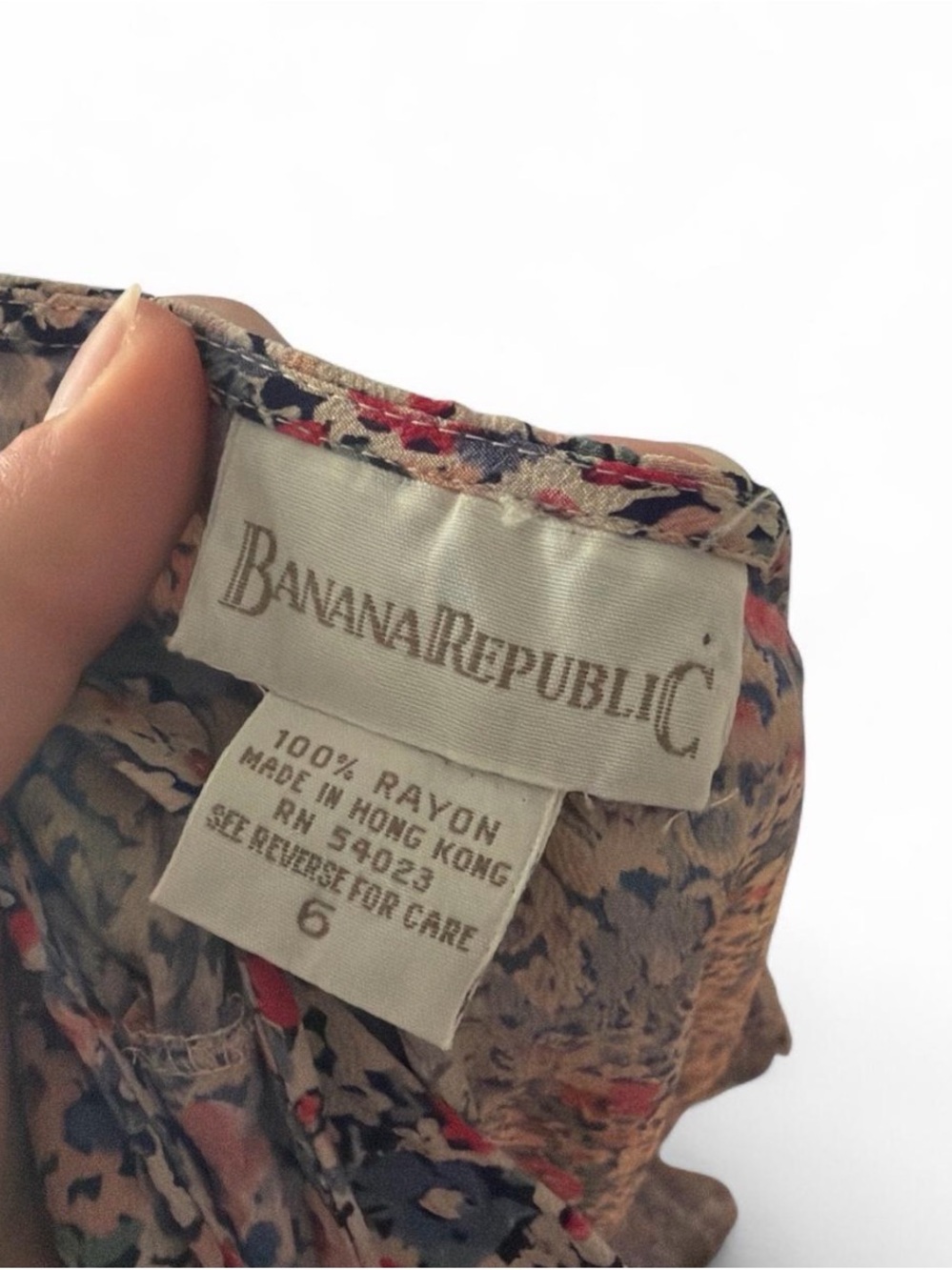 Vintage Banana Republic Blue Floral Button-Front Midi Dress - Picture 4 of 4